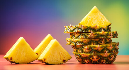 Tropical Refreshment: Vibrant image of sliced pineapple, showcasing its juicy texture and tropical allure, inviting viewers to experience a taste of paradise.