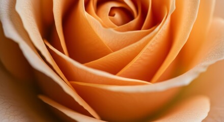 Close Up View of a Peach Rose Petal - Soft peach and cream rose petals, symbolizing romance, beauty, delicacy, purity, and nature. A perfect for backgrounds or greeting cards