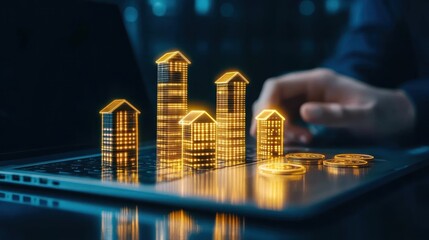 Real Estate Investment, Digital Growth, Financial Success, Online Property Market,  Cryptocurrency and Buildings