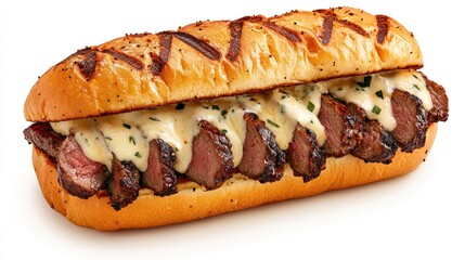 Delectable Grilled Steak Sub with Creamy Sauce