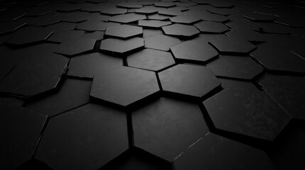 Abstract Dark Hexagon Pattern: A 3D Render of a  Geometric Surface