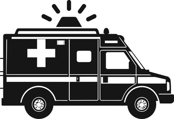Emergency ambulance service icon And Black ambulance car icon with Ambulance Silhouette Vector Illustration. Emergency Vehicle Vector Design © Saifur Rahman
