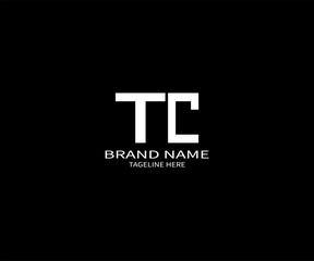Minimalist TC Logo Design with Brand Name and Tagline on Black Background