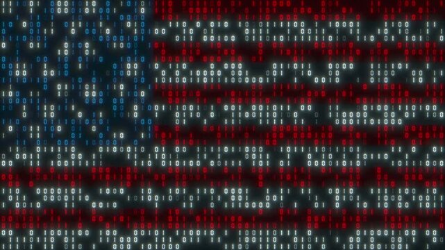 Digital Binary Code American Flag of zeros and ones digits