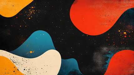 Abstract Fluid Shapes Vibrant Color Palette on Dark Background