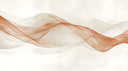 Abstract watercolor flowing ribbons in shades of orange and beige