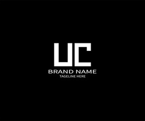 UC Letter Logo Design with Minimalist Bold Style on Black Background for Brand Identity