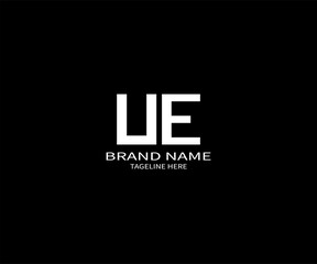UE Letter Logo Design with Minimalist Bold Style on Black Background for Brand Identity