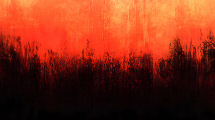 Fiery Abstract Sunset Landscape Gradient of Orange and Black Hues