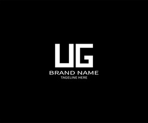UG Letter Logo Design with Minimalist Bold Style on Black Background for Brand Identity