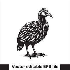 vector  Swamphen black and white, silhouette, logo and t-shirt