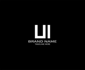 UI Letter Logo Design in Bold Minimal Style on Black Background for Modern Branding