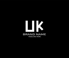 UK Letter Logo Design in Bold Minimal Style on Black Background for Modern Branding