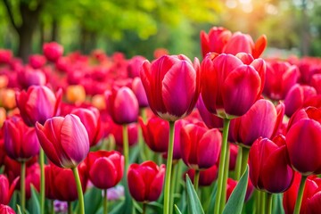 Pink tulips in the garden