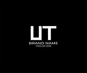 Minimalist UT Monogram Logo Design on Black Background for Elegant Brand Identity