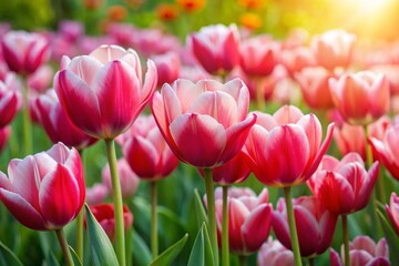 Fototapeta premium Pink tulips in the garden