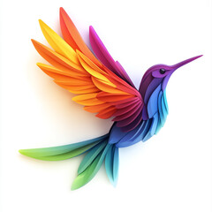 Obraz premium Vibrant 3D Hummingbird Clipart on White Background