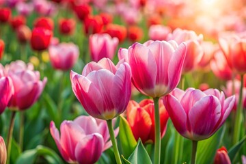 Fototapeta premium Pink tulips in the garden