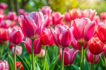 Obraz premium Pink tulips in the garden