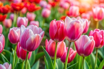Fototapeta premium Pink tulips in the garden