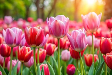 Obraz premium Pink tulips in the garden