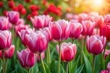 Obraz premium Pink tulips in the garden