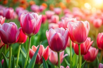 Obraz premium Pink tulips in the garden