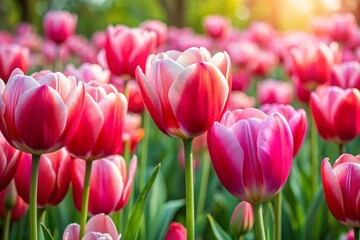 Pink tulips in the garden