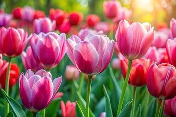 Obraz premium Pink tulips in the garden