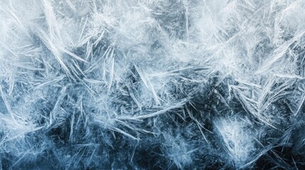 Intricate ice crystal patterns in cool blue tones