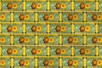 1 Bitcoin banknote for design purposes. Crypto business and mining. Digital money of the world.