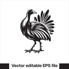 vector  Swamphen black and white, silhouette, logo and t-shirt