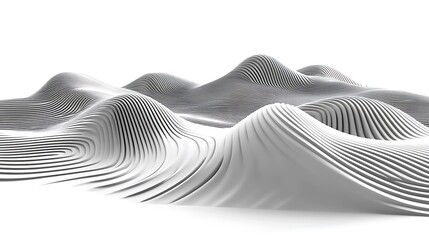 Abstract white landscape with repeating layered and textured ridges