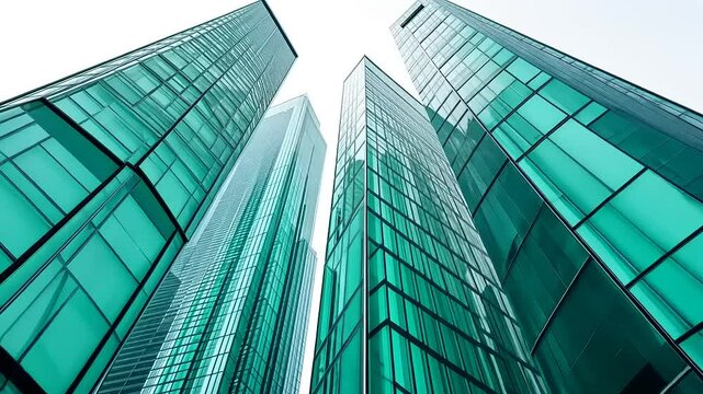 Abstract Teal Glass Skyscrapers: A Modern Architectural Marvel