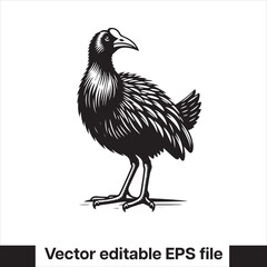 vector  Swamphen black and white, silhouette, logo and t-shirt