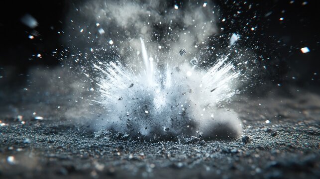 Dramatic Explosion: A Burst of Grey and White