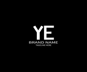 YE initials dynamic geometric logo design features a bold lettering sign in an orange and black color scheme, displayed against a dark background