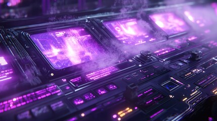 Futuristic Control Panel: Cyberpunk Interface Design