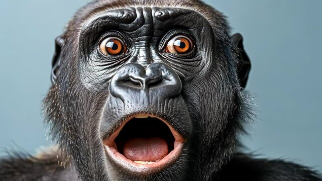 Surprised gorilla making a funny face.