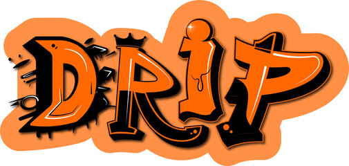 Typography Drip | graffiti mockup design | black, sea green, orange, color contrasts | Tshirt design