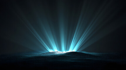 Celestial Light Rays Illuminating Dark Landscape