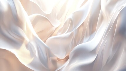 Obraz premium Flowing white fabric, sunlit studio, background blur, design