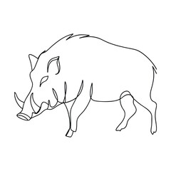 SingleLine Drawing of a Wild Boar, Hog, 