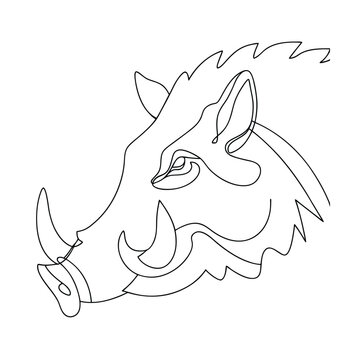 recommend clip art: SingleLine Warthog Drawing African Wild Pig Portrait Illustration