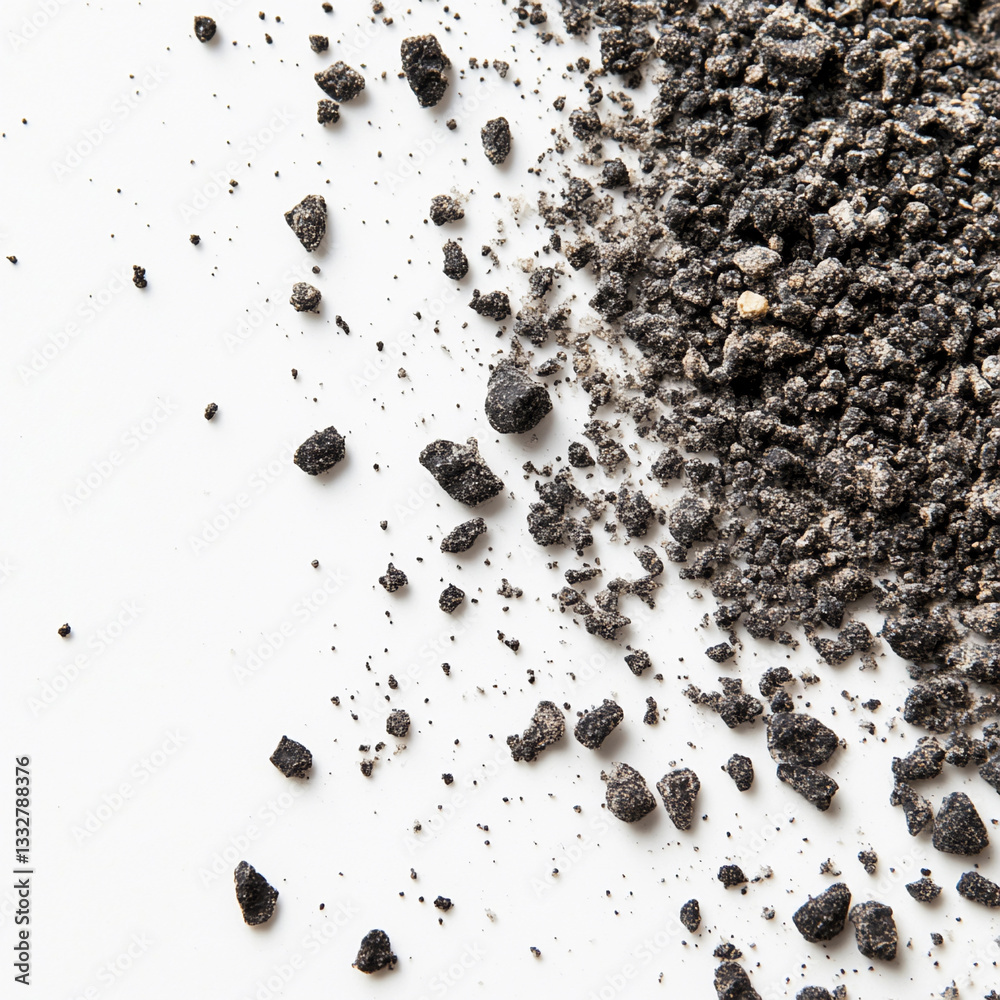 Aufkleber gunpowder grains scattered on a white surface generative ai