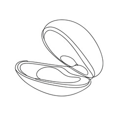 Single line drawing of an open oyster shell seafood
