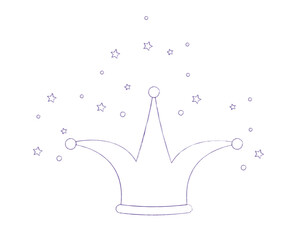 Charming princess crown, hand drawn. Doodle magical and elegant crown. Hand drawn vector illustration isolated on white background