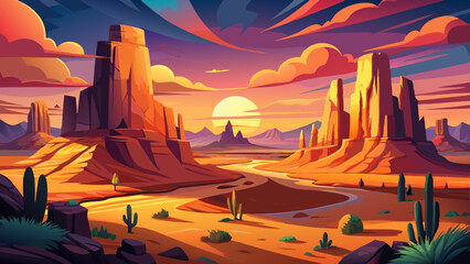 Scenic Monument valley desert landscape at sunset Utah Arizona USA © ehsanollah