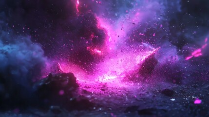 Fototapeta premium Cosmic Inferno: A vibrant explosion of purple and pink energy