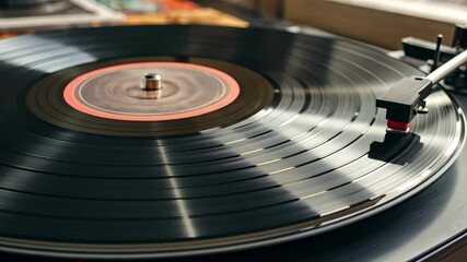 Classic vinyl records played on a turntable in a cozy setting